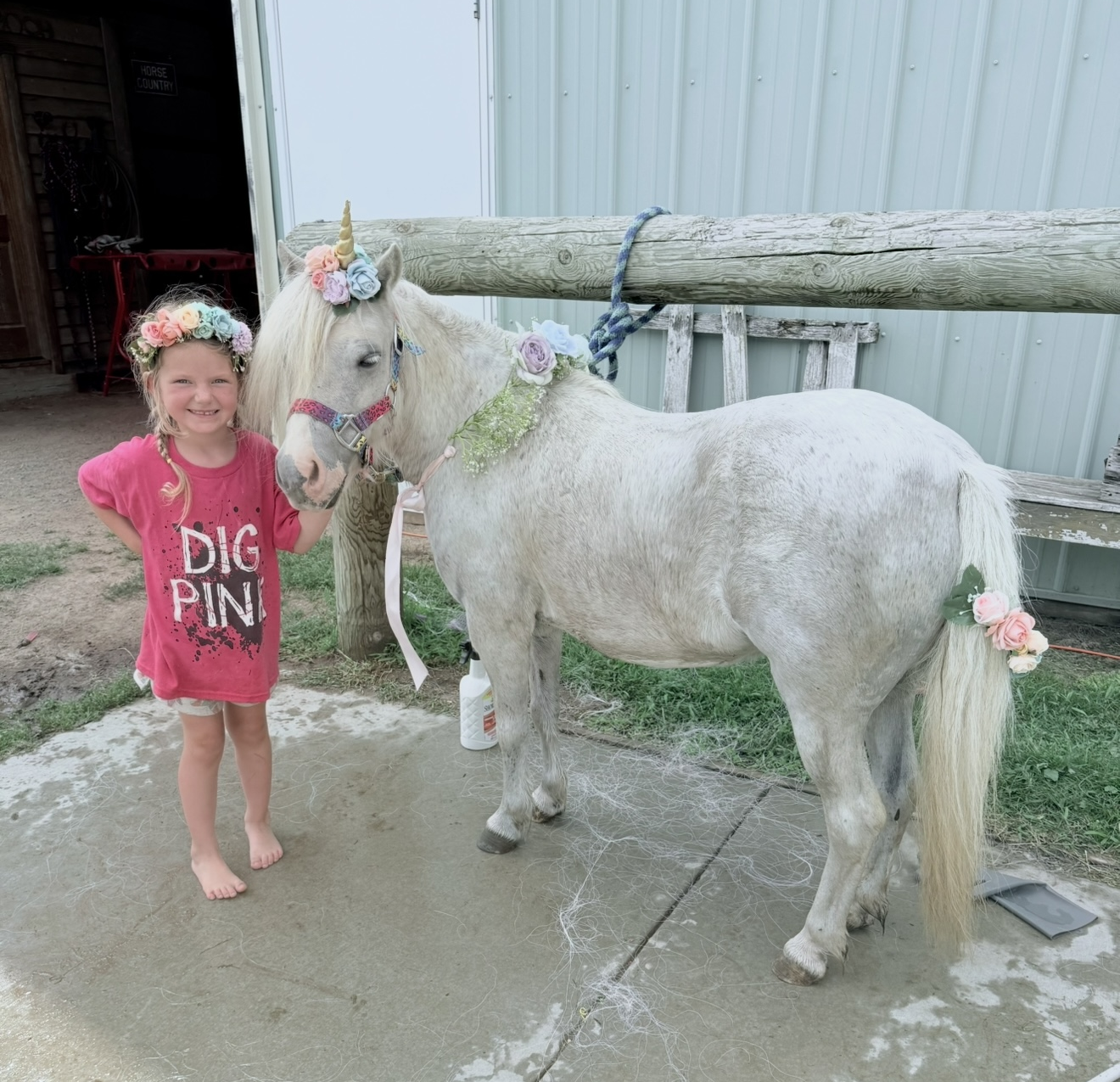 A child meeting Tinkerbell at a Pony Parties Express event